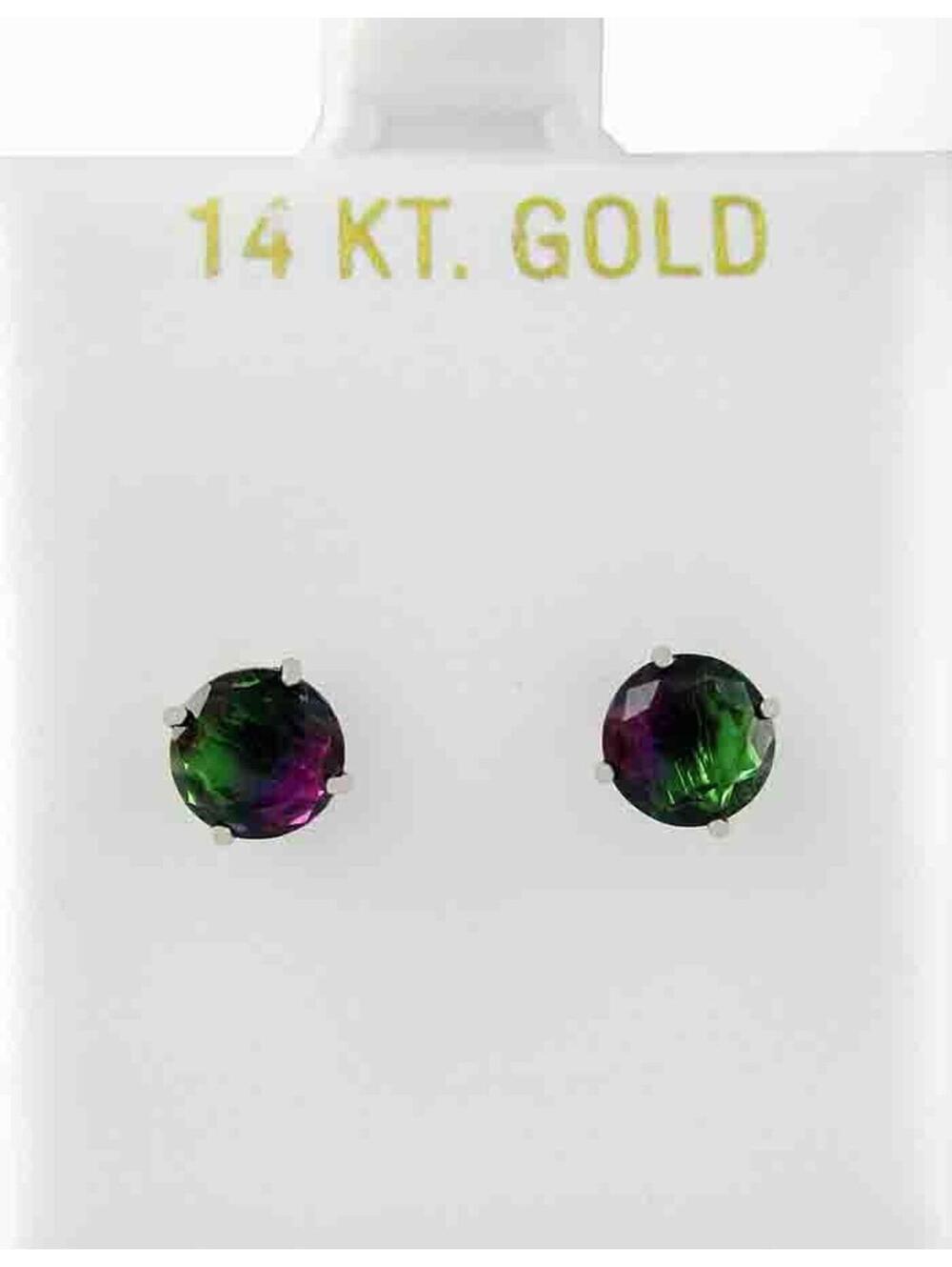 TOURMALINE 2.38 Cts STUD EARRINGS 14K WHITE GOLD - New With Tag